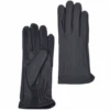 Leather Gloves With Suede Finger Detail Navy : 175