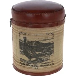 Leather Grouse Stool Brown: KI-203