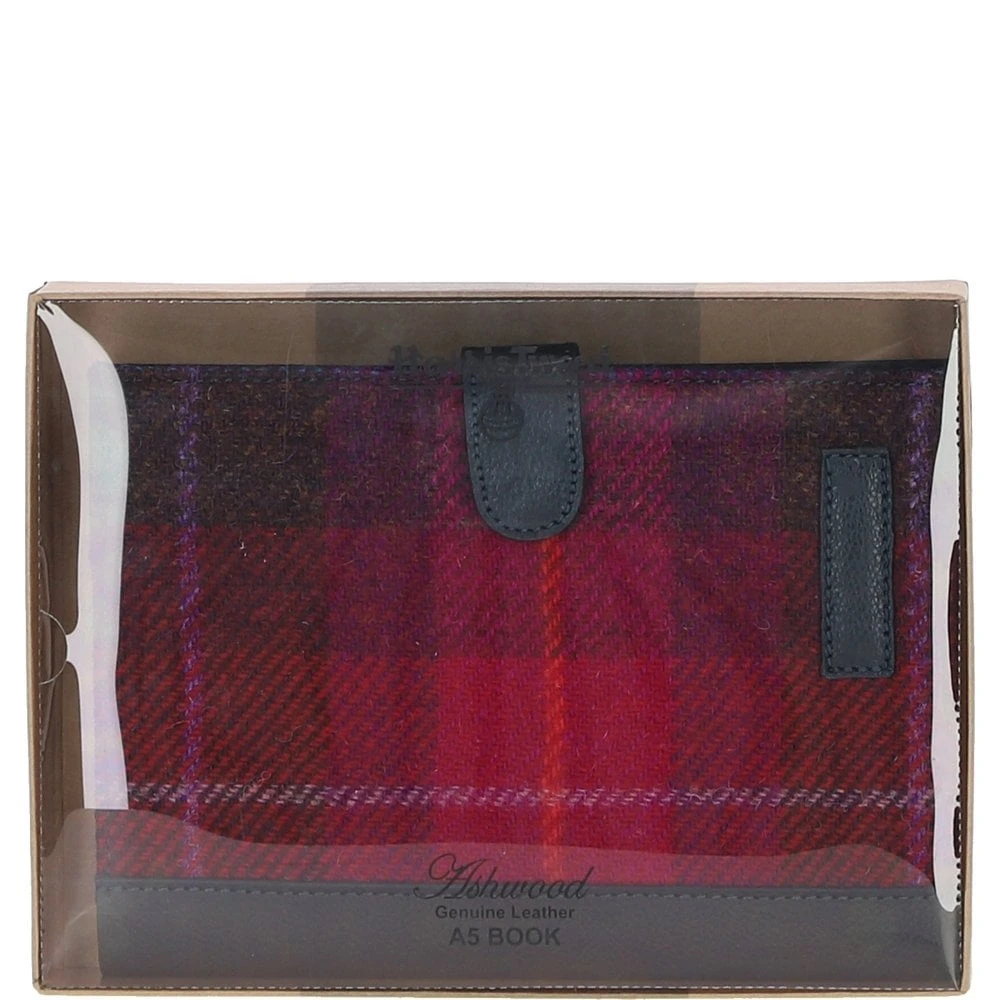 Leather & Harris Tweed A5 Notebook Navy/Pink: TW-19-06-NP - Image 4
