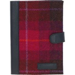 Leather & Harris Tweed A5 Notebook Navy/Pink: TW-19-06-NP