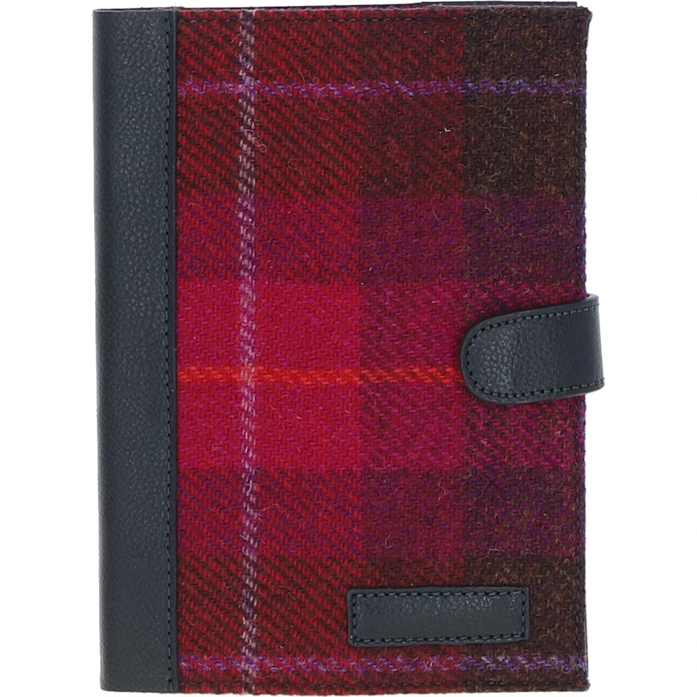 Leather & Harris Tweed A5 Notebook Navy/Pink: TW-19-06-NP