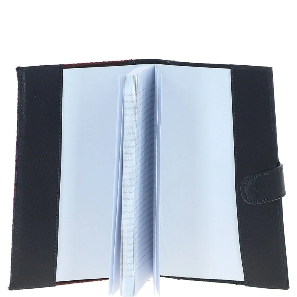 Leather & Harris Tweed A5 Notebook Navy/Pink: TW-19-06-NP - Image 3