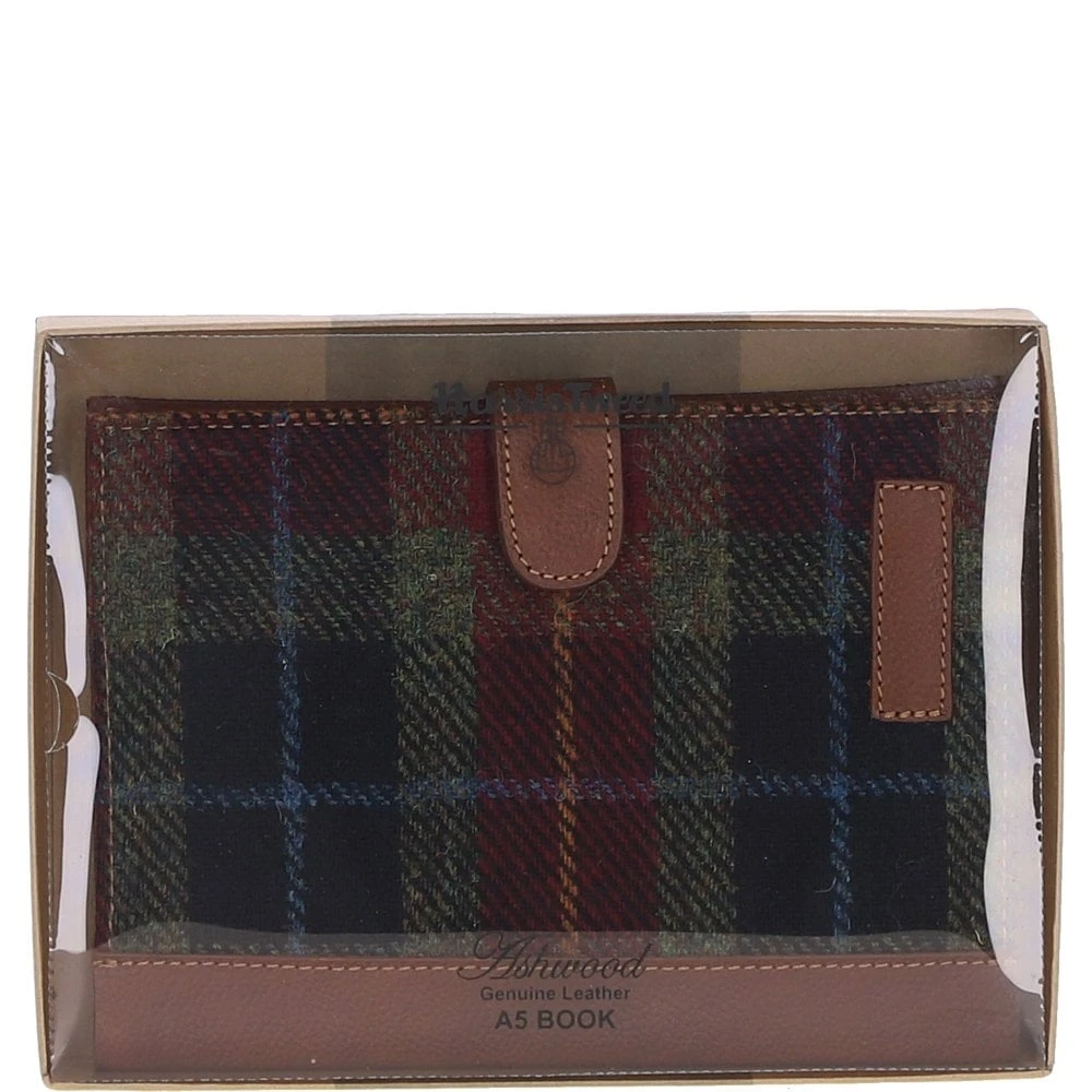 Leather & Harris Tweed A5 Notebook Tan/Green/Red: TW-19-08-TR - Image 4