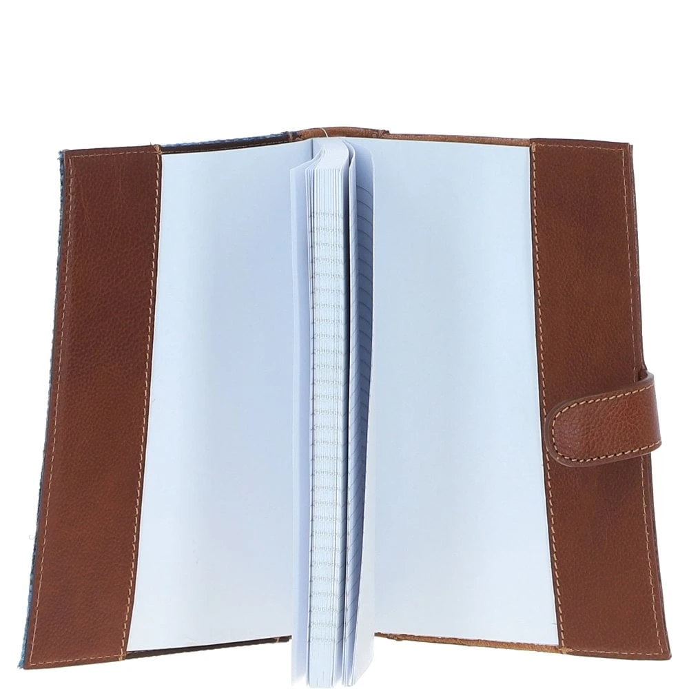 Leather & Harris Tweed A5 Notebook Tan/LT Blue: TW-19-05-TB - Image 3