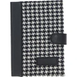 Leather & Harris Tweed A6 Notebook Black/White: TW-18-012-BW