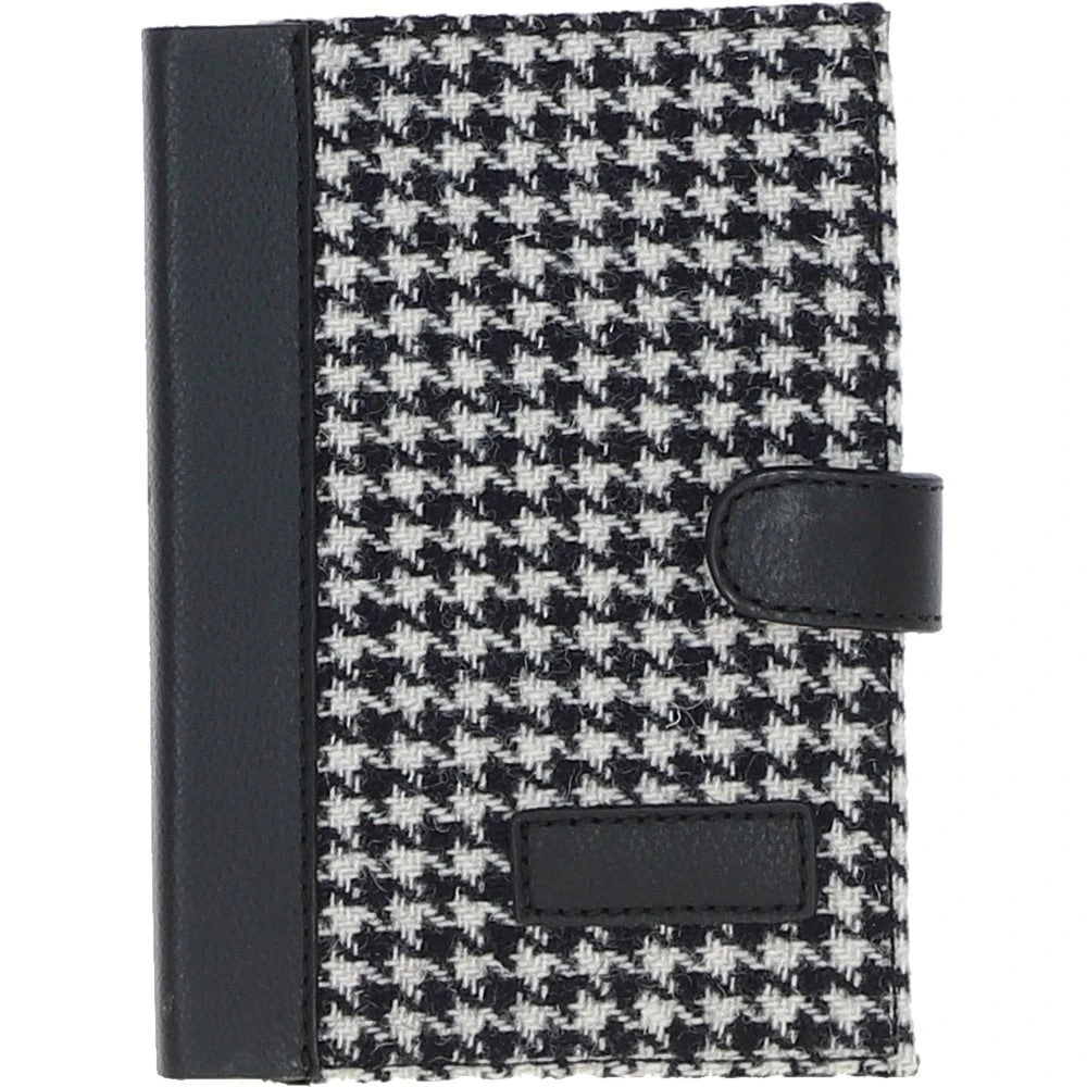 Leather & Harris Tweed A6 Notebook Black/White: TW-18-012-BW