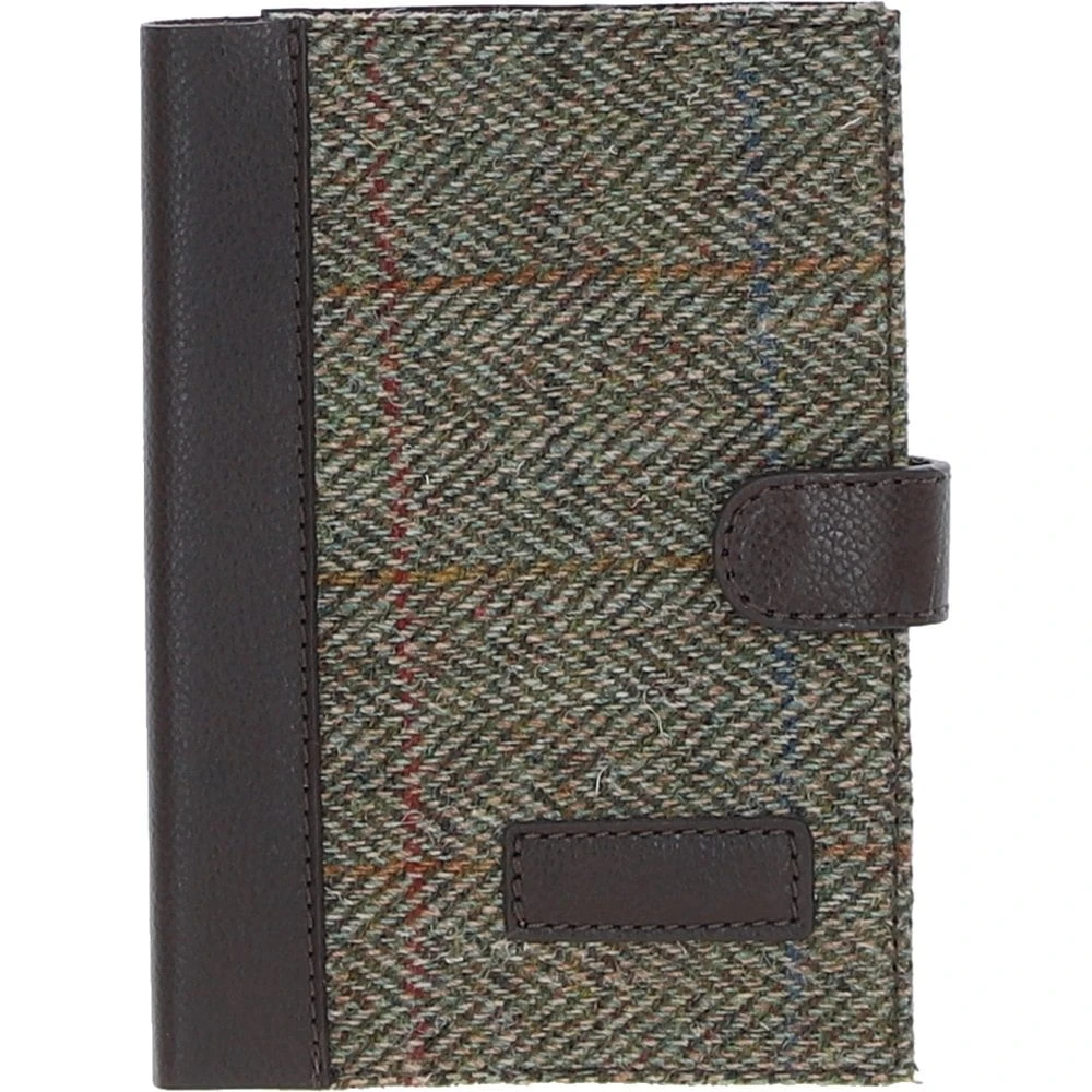 Leather & Harris Tweed A6 Notebook Brown/Green: TW-18-09-BG