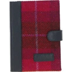 Leather & Harris Tweed A6 Notebook Navy/Pink: TW-18-06-NP