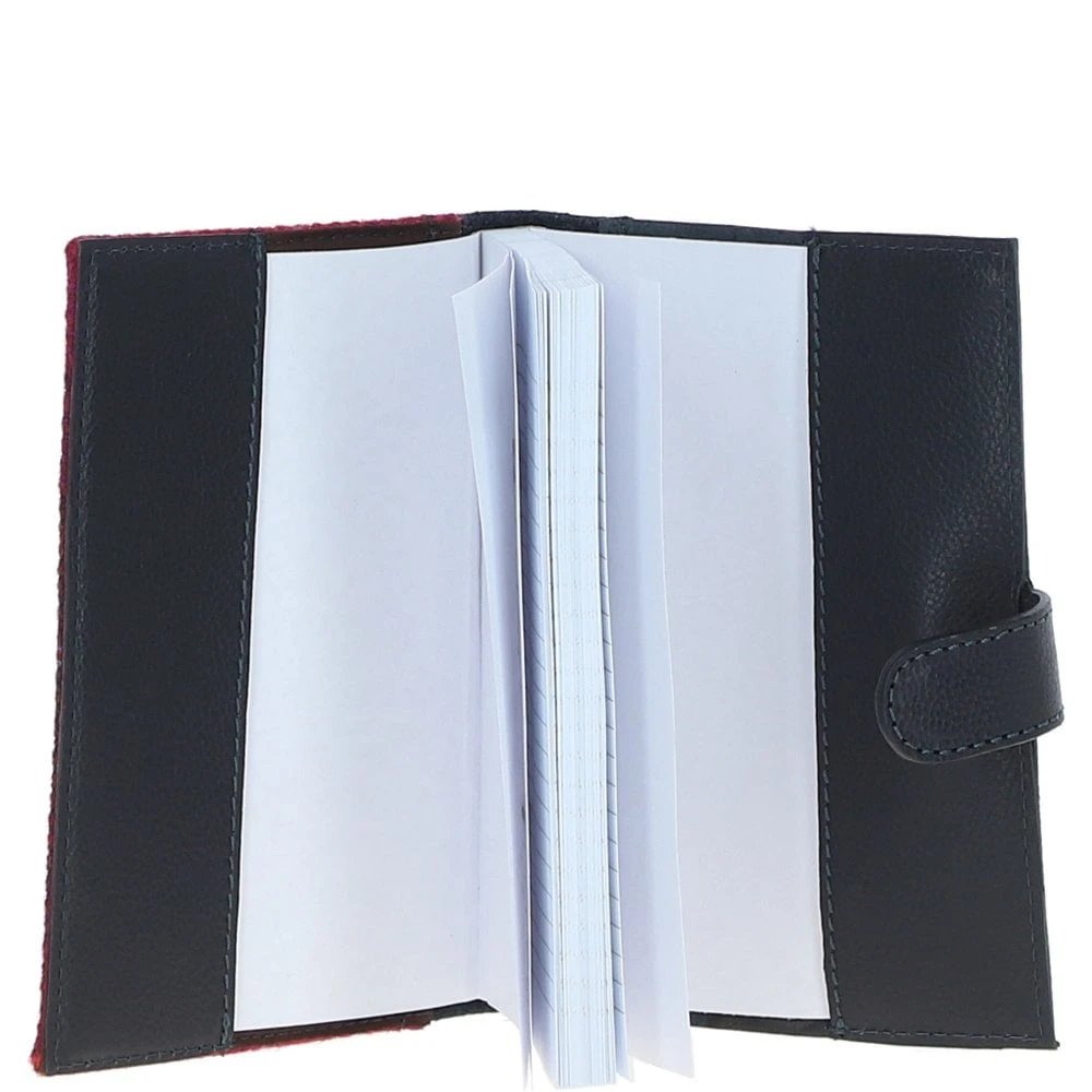 Leather & Harris Tweed A6 Notebook Navy/Pink: TW-18-06-NP - Image 3