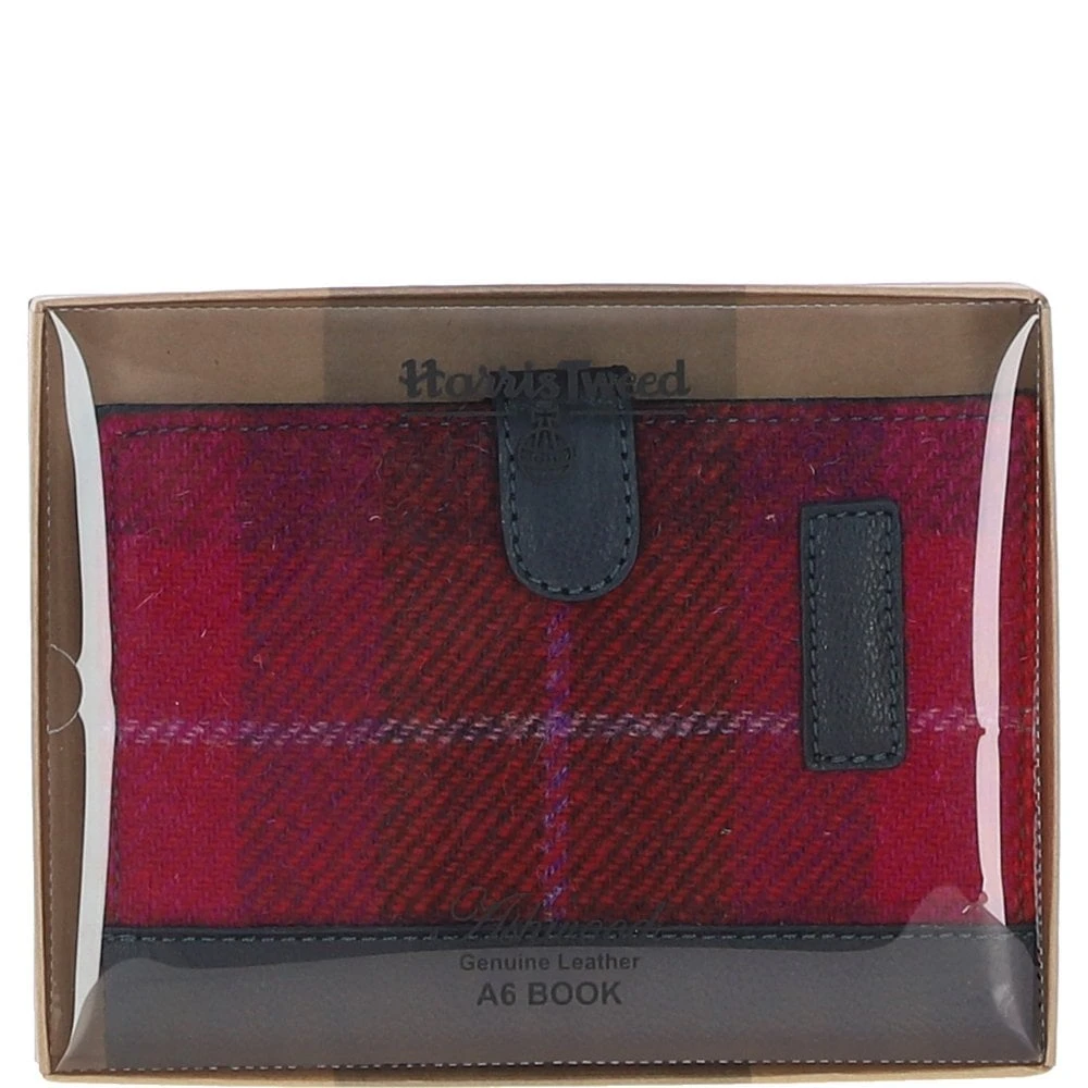 Leather & Harris Tweed A6 Notebook Navy/Pink: TW-18-06-NP - Image 4