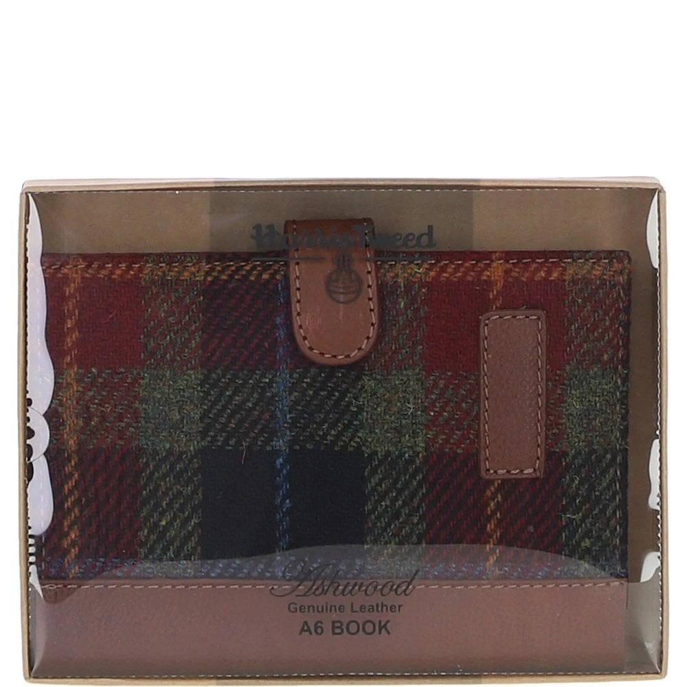 Leather & Harris Tweed A6 Notebook Tan/Green/Red: TW-18-08-TR - Image 4
