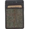 Leather & Harris Tweed Card Holder Brown/Green: TW-15-09-BG