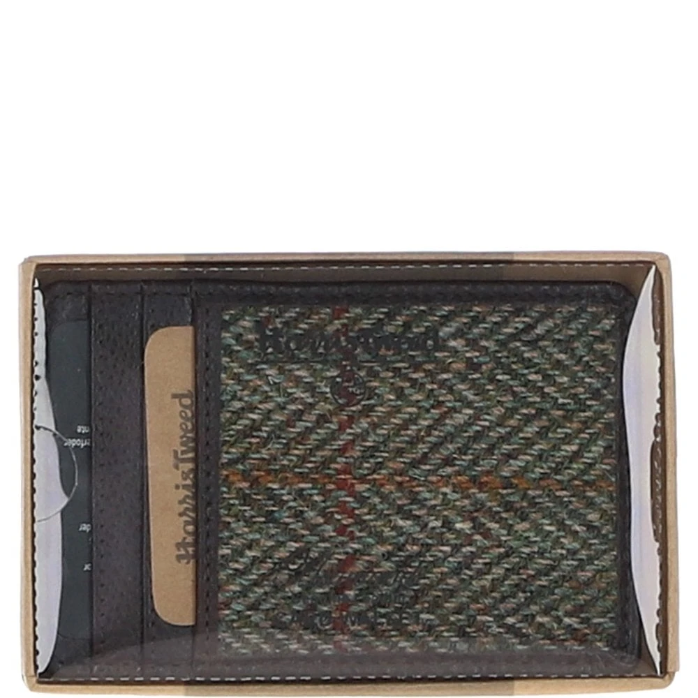 Leather & Harris Tweed Card Holder Brown/Green: TW-15-09-BG - Image 3