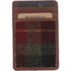 Leather & Harris Tweed Card Holder Tan/Green/Red: TW-15-08-TR