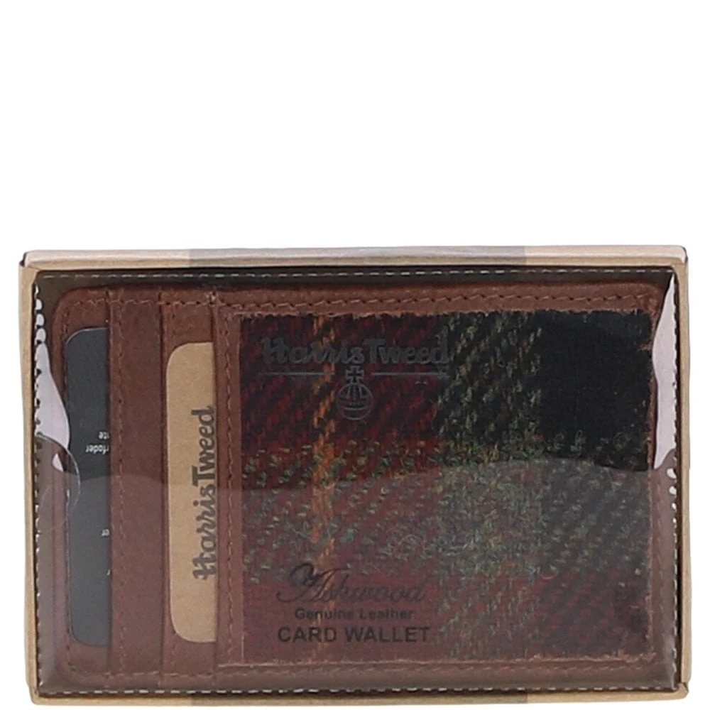 Leather & Harris Tweed Card Holder Tan/Green/Red: TW-15-08-TR - Image 3