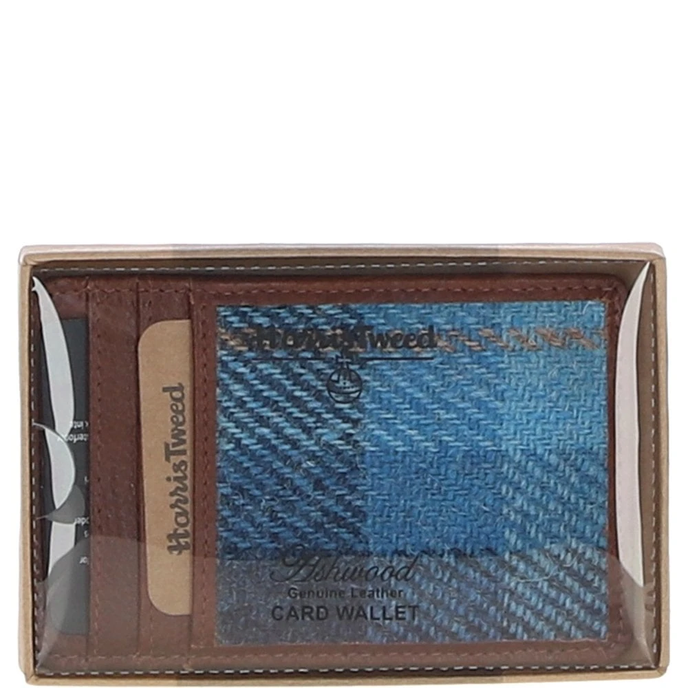 Leather & Harris Tweed Card Holder Tan/LT Blue: TW-15-05-TB - Image 3