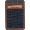 Leather & Harris Tweed Card Holder Tan/Navy: TW-15-011-TN