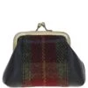 Leather & Harris Tweed Classic Kiss-lock Purse Black/Green/Red: TW-13-07-BR
