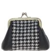 Leather & Harris Tweed Classic Kiss-lock Purse Black/White: TW-13-012-BW