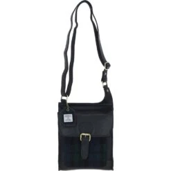 Leather & Harris Tweed Crossbody Bag Black/Watch: TW-24-03-BW