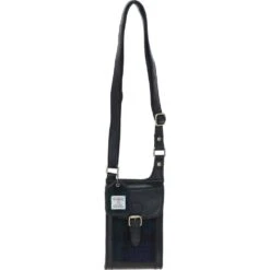 Leather & Harris Tweed Elegance Crossbody Bag Black/Watch: TW-20-03-BW