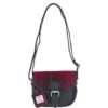 Leather & Harris Tweed Saddle Bag Navy/Pink: TW-26-06-NP