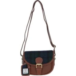 Leather & Harris Tweed Saddle Bag Tan/Watch: TW-26-04-TW