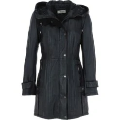 Leather Hooded Coat Black/ddy : Harriet