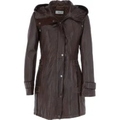 Leather Hooded Coat Brown/ddy : Harriet