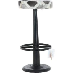 Leather & Iron Barstool Brown/Cream/Grey M-21534