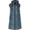 Leather Long Gilet With Detachable Hood Grey: Gillet Long