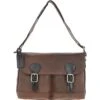 Leather Messenger Laptop Bag Oily Brown: EDWARD