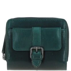 Leather Multi Compartment Purse With Gift Box Green: P-60