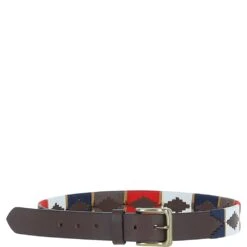 Leather Multicolored Handmade Belt Navy: POF-20