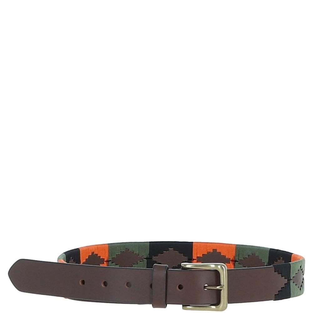 Leather Multicolored Handmade Belt Orange: POF-25