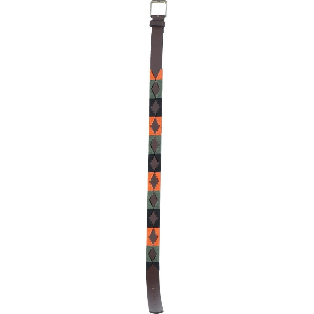 Leather Multicolored Handmade Belt Orange: POF-25 - Image 2