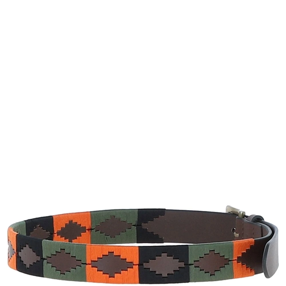 Leather Multicolored Handmade Belt Orange: POF-25 - Image 4