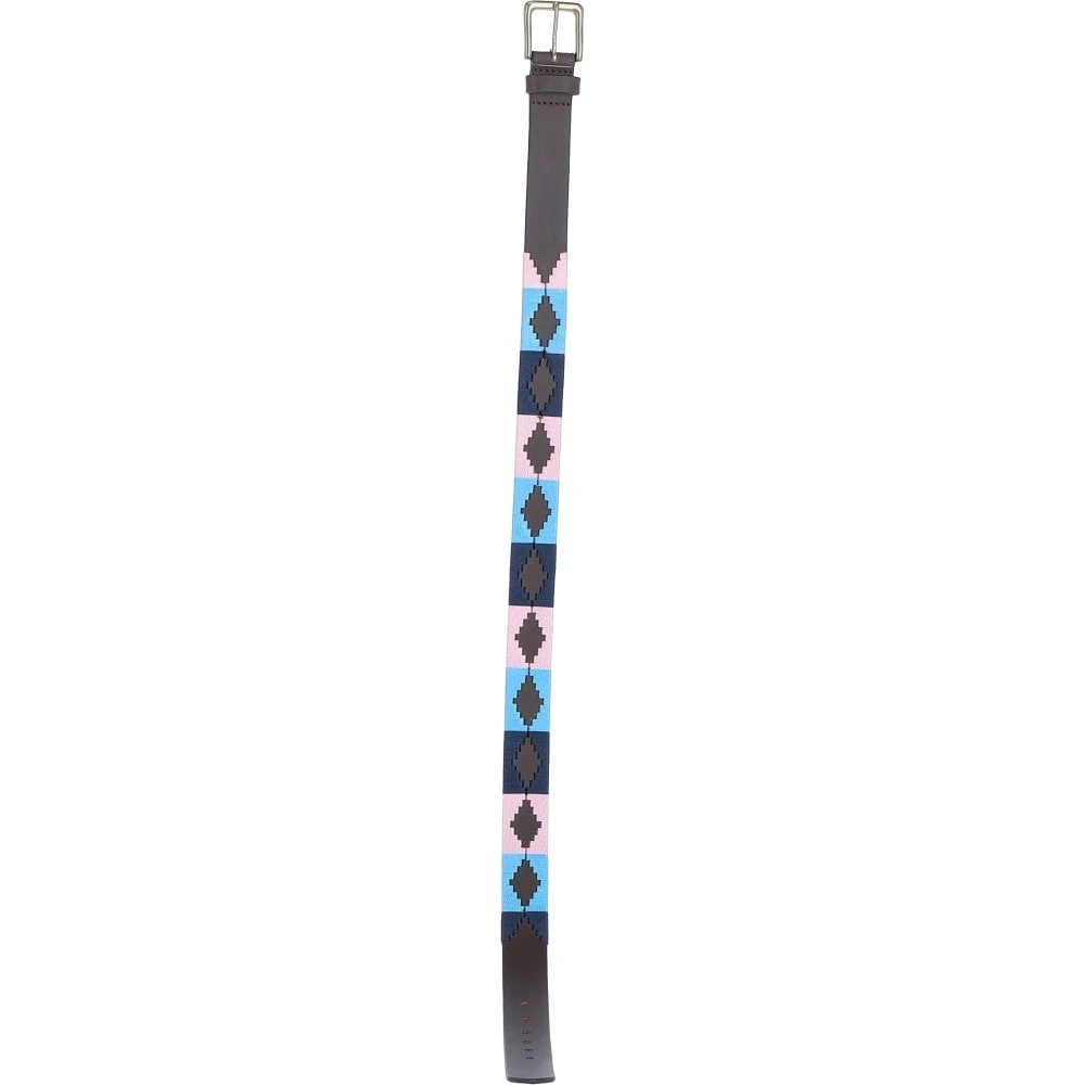 Leather Multicolored Handmade Belt Pink: POF-21 - Image 2