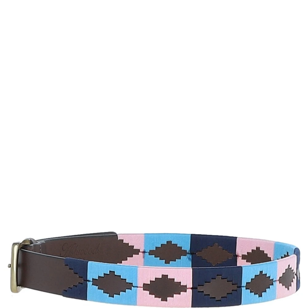 Leather Multicolored Handmade Belt Pink: POF-21 - Image 3