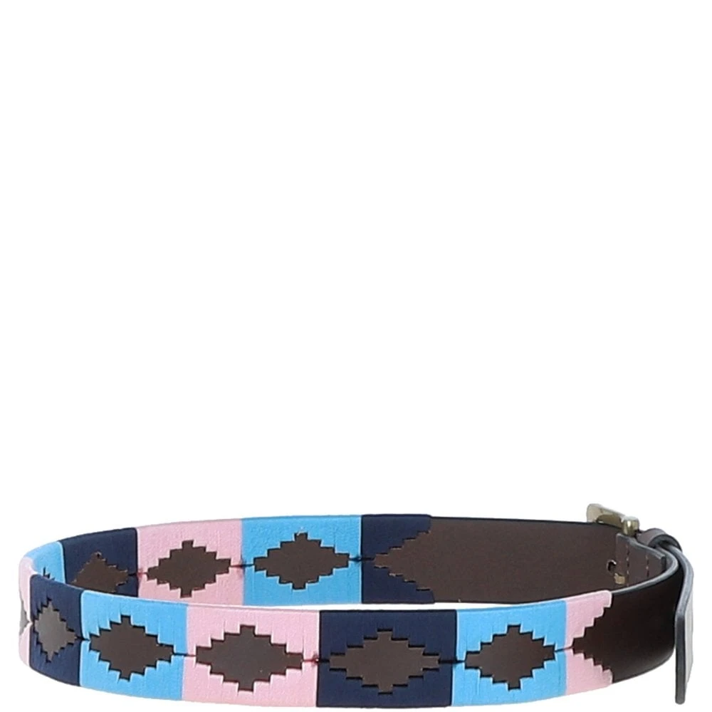 Leather Multicolored Handmade Belt Pink: POF-21 - Image 4