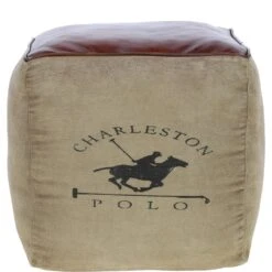 Leather Polo Stool Brown: KI-038