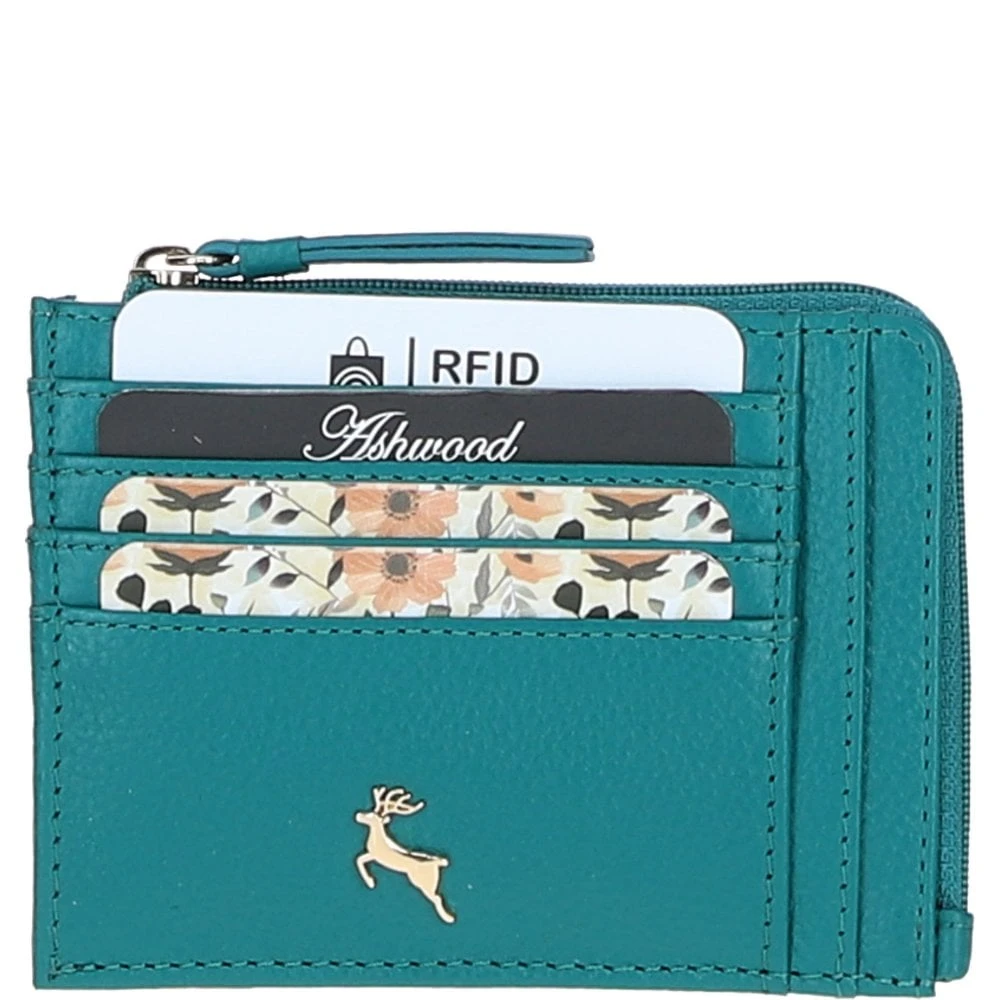 Leather RFID Protected Purse With Zip Pocket Deep Lake: 31800