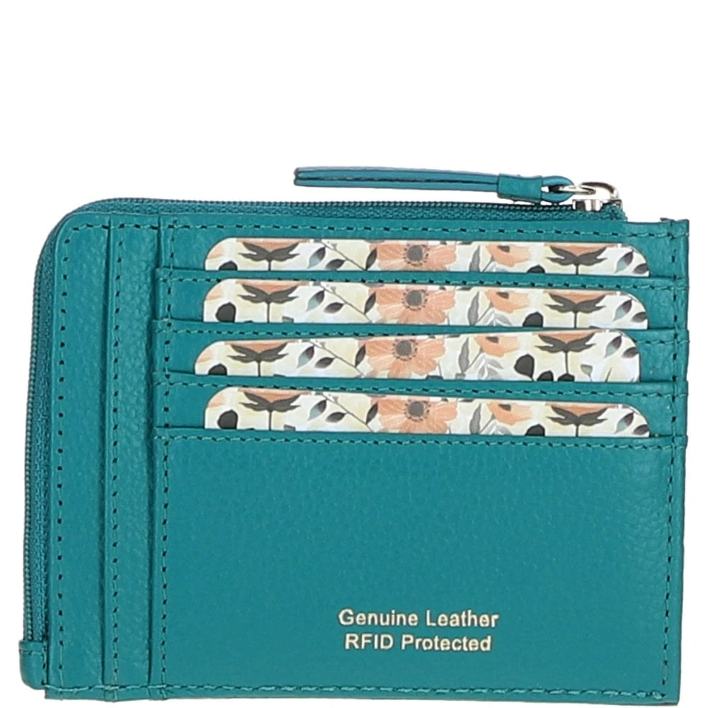 Leather RFID Protected Purse With Zip Pocket Deep Lake: 31800 - Image 3