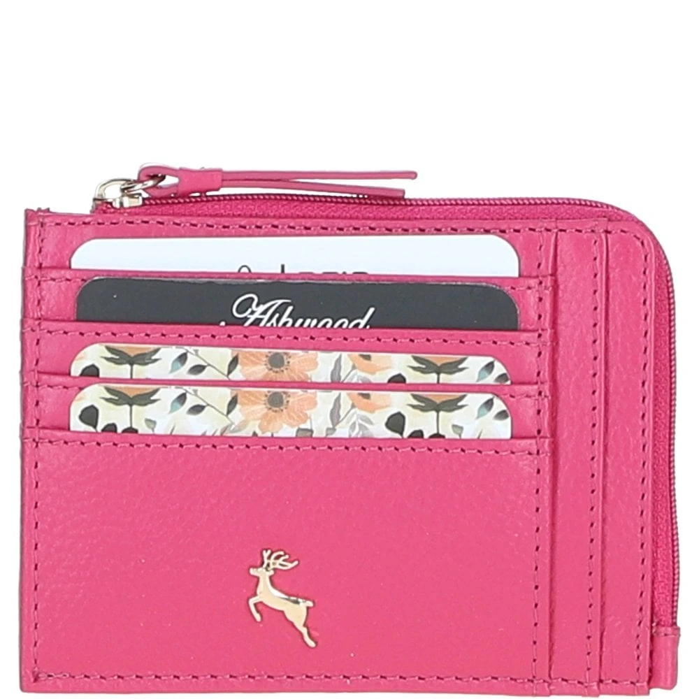 Leather RFID Protected Purse With Zip Pocket Raspberry: 31800