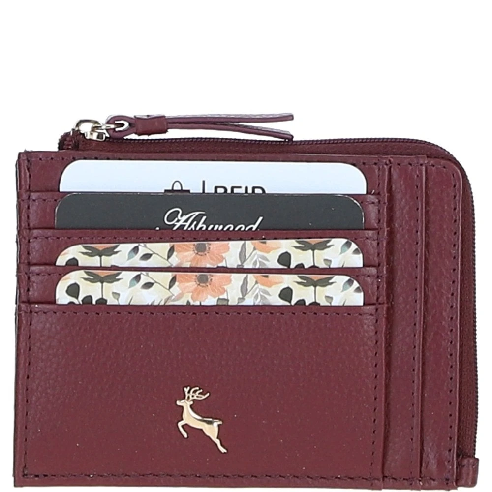 Leather RFID Protected Purse With Zip Pocket Wine: 31800