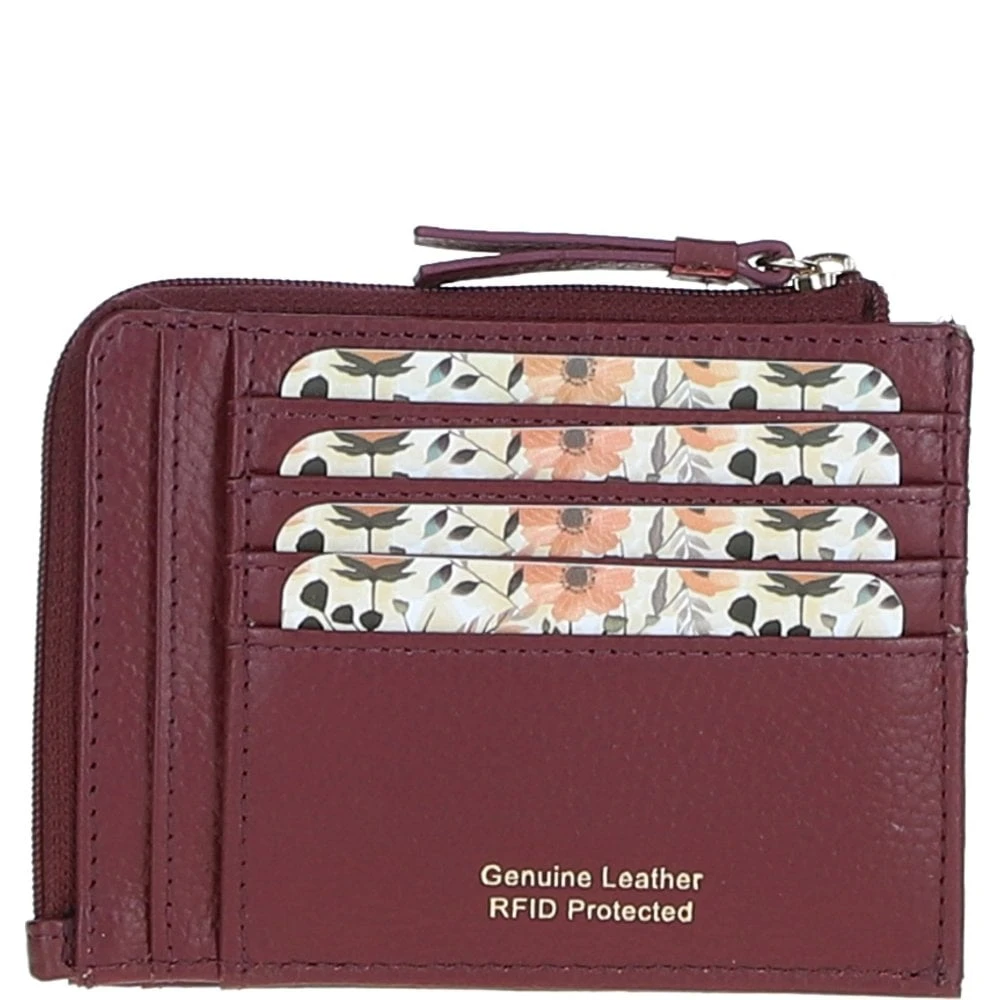 Leather RFID Protected Purse With Zip Pocket Wine: 31800 - Image 3
