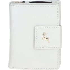 Leather RFID Secure Wallet/Purse With Zip And Stud Closure White: X-30