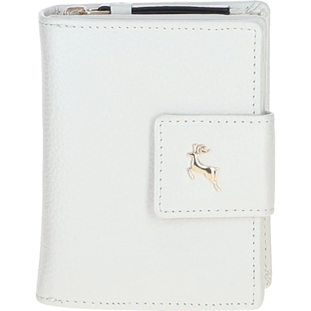 Leather RFID Secure Wallet/Purse With Zip And Stud Closure White: X-30