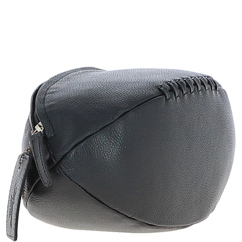 Leather Rugby Ball Washbag Black: Q-40 - Image 4