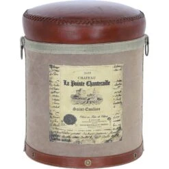 Leather Saint-Emilion Stool Brown/Grey: KI-006